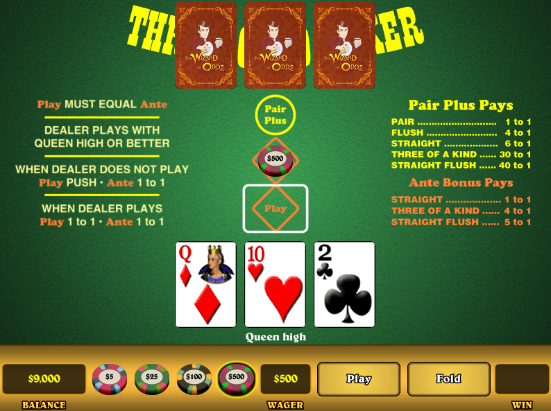 free casino games 3 card poker